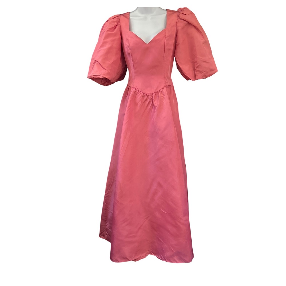 80s Pink Princess Taffeta Gown Regal Retro Prom Regencycore Formal Wedding